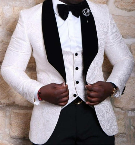 Image of Beige Mens Suits Three Piece Jacket Pants Vest Custom Slim Fit Male Blazer Wedding Groom Tuxedos men suit