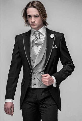 Image of Beige Mens Suits Three Piece Jacket Pants Vest Custom Slim Fit Male Blazer Wedding Groom Tuxedos men suit