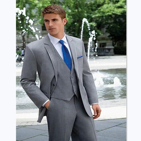 Image of Beige Mens Suits Three Piece Jacket Pants Vest Custom Slim Fit Male Blazer Wedding Groom Tuxedos men suit