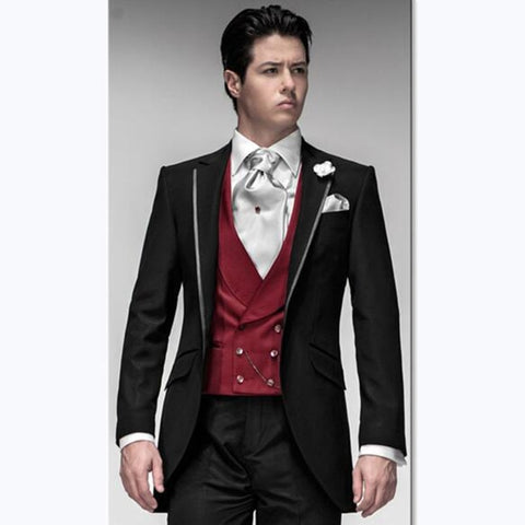 Image of Beige Mens Suits Three Piece Jacket Pants Vest Custom Slim Fit Male Blazer Wedding Groom Tuxedos men suit