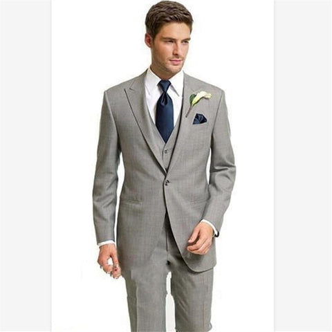 Image of Beige Mens Suits Three Piece Jacket Pants Vest Custom Slim Fit Male Blazer Wedding Groom Tuxedos men suit