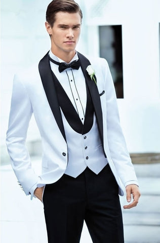 Image of Beige Mens Suits Three Piece Jacket Pants Vest Custom Slim Fit Male Blazer Wedding  Groom Tuxedos men suit