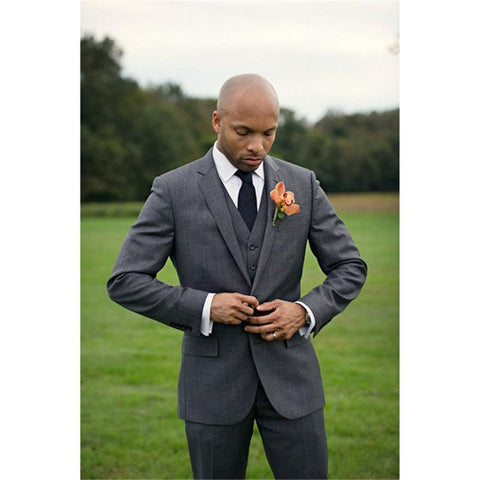 Image of Beige Mens Suits Three Piece Jacket Pants Vest Custom Slim Fit Male Blazer Wedding  Groom Tuxedos men suit